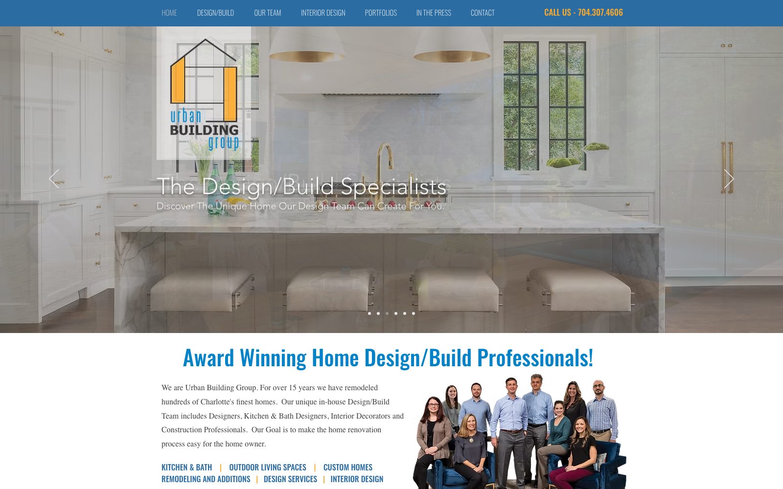 The current urbanbuildinggroup.com homepage