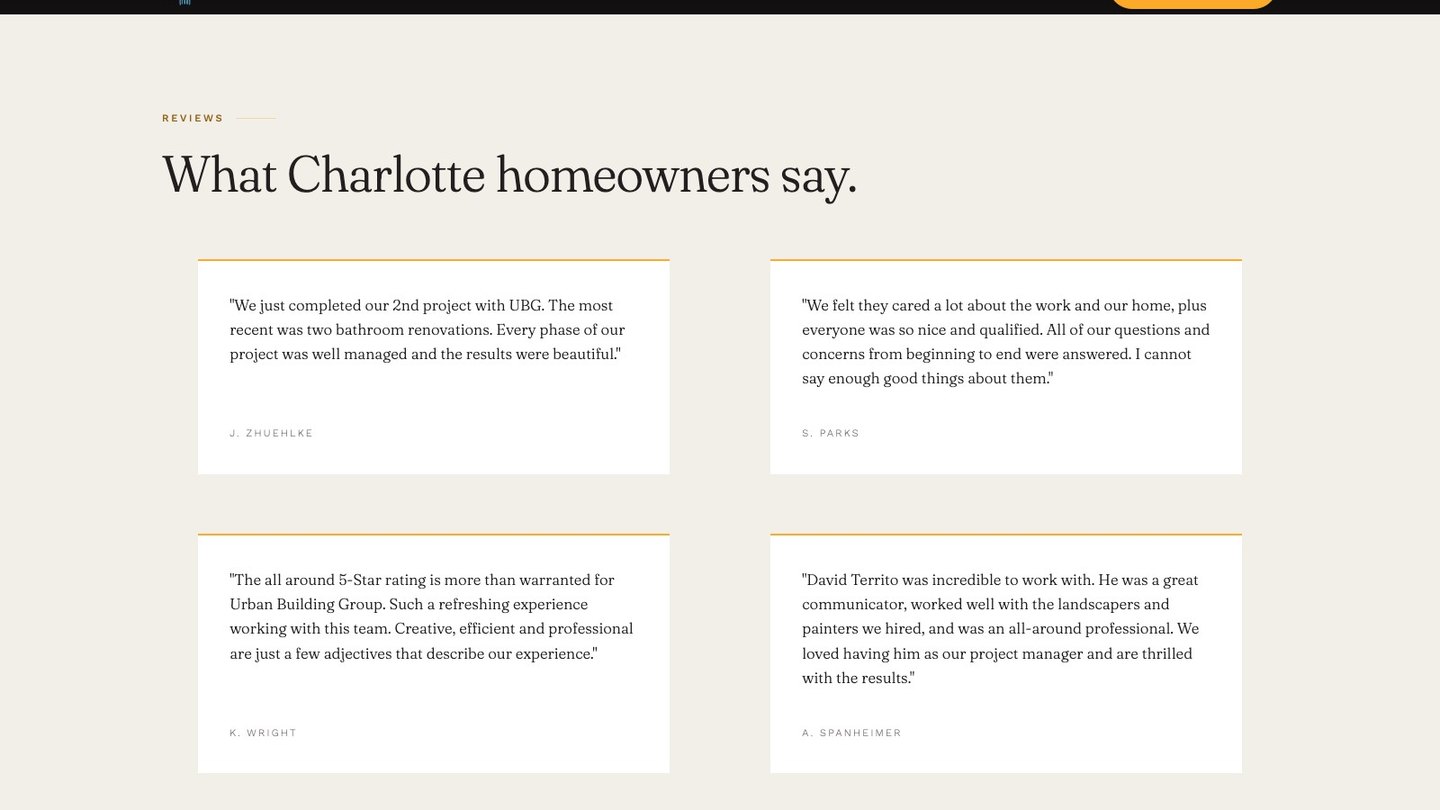 The reviews section of the new homepage