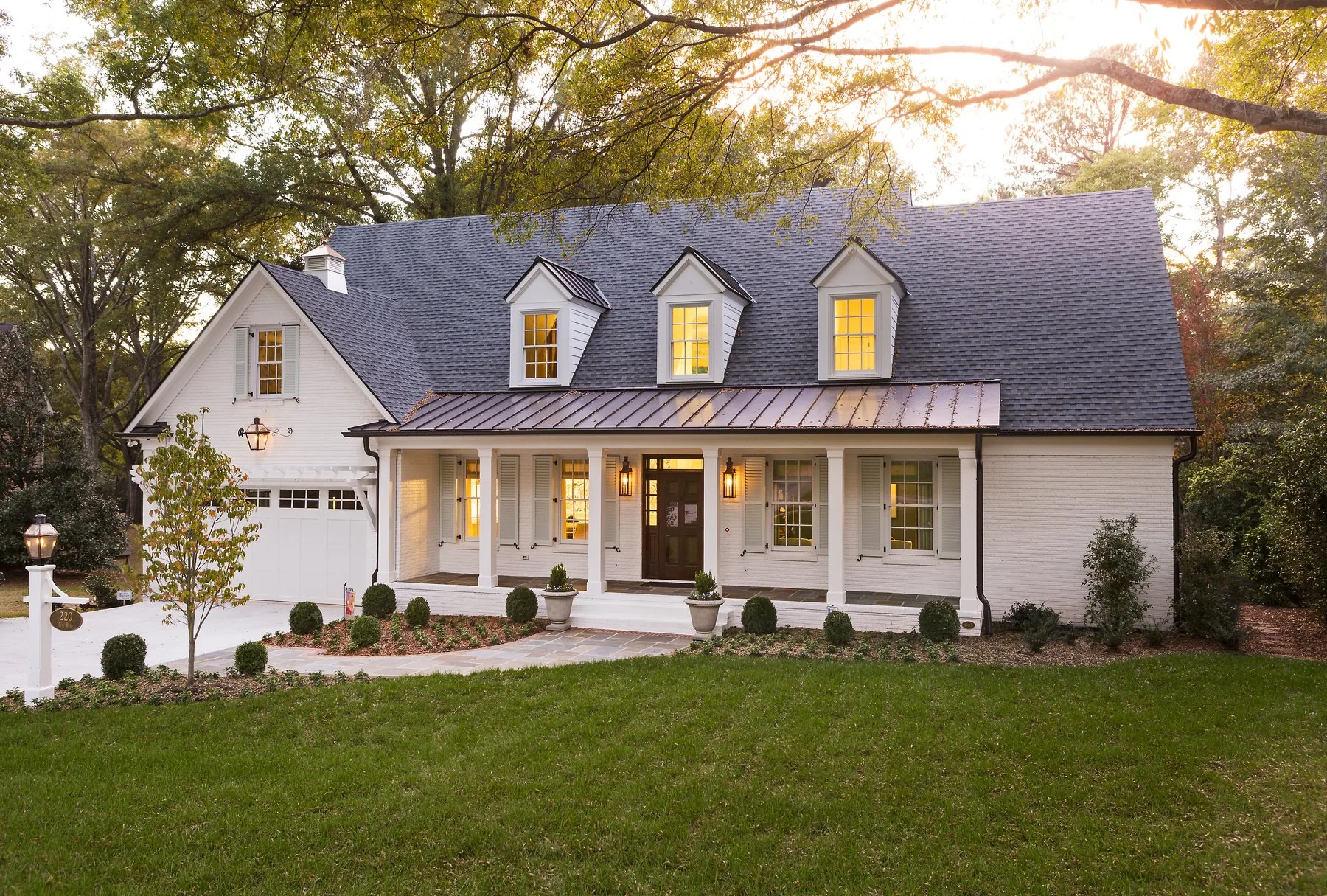 A Charlotte home built by Urban Building Group at dusk