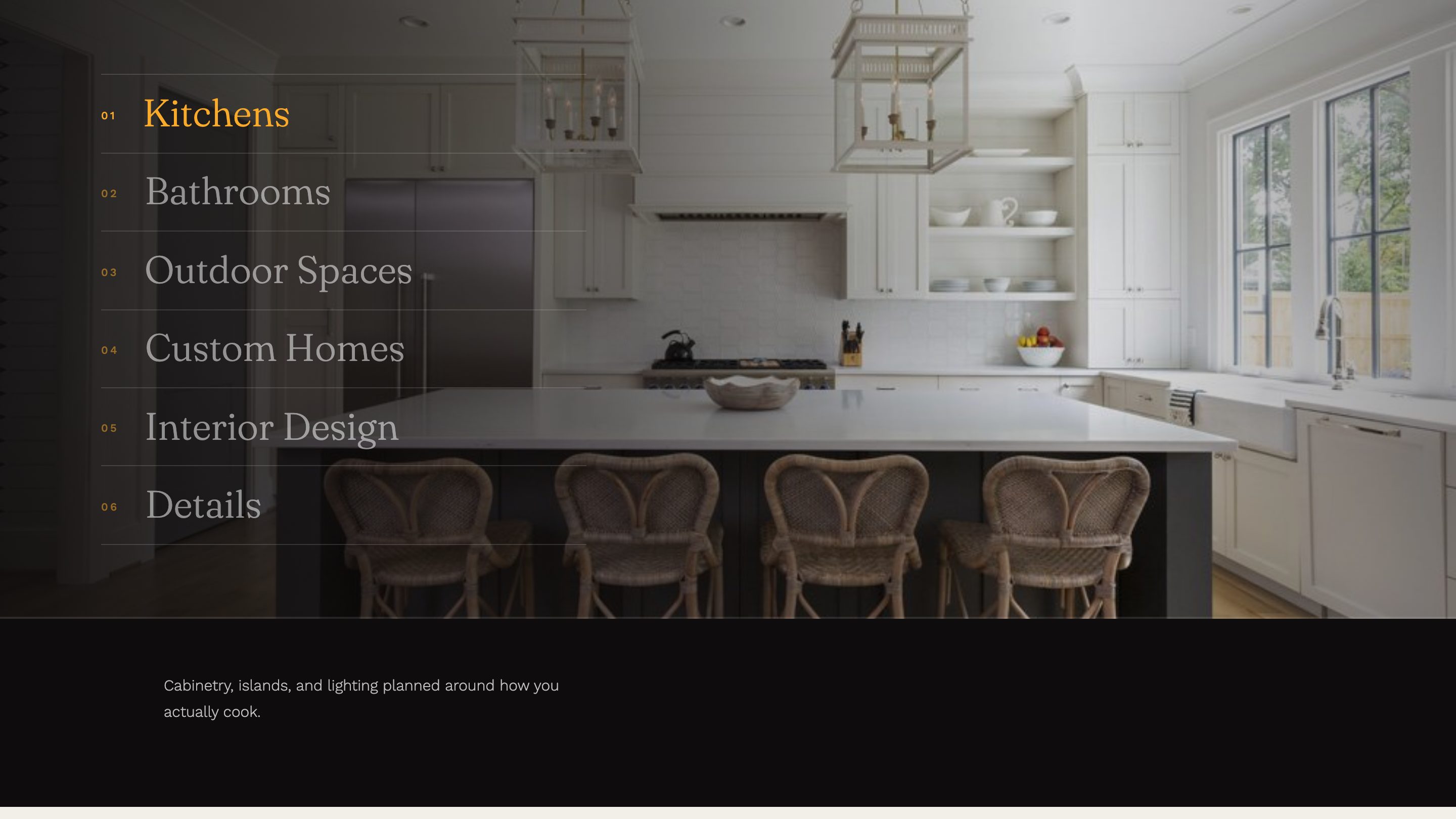 The work index section of the new homepage