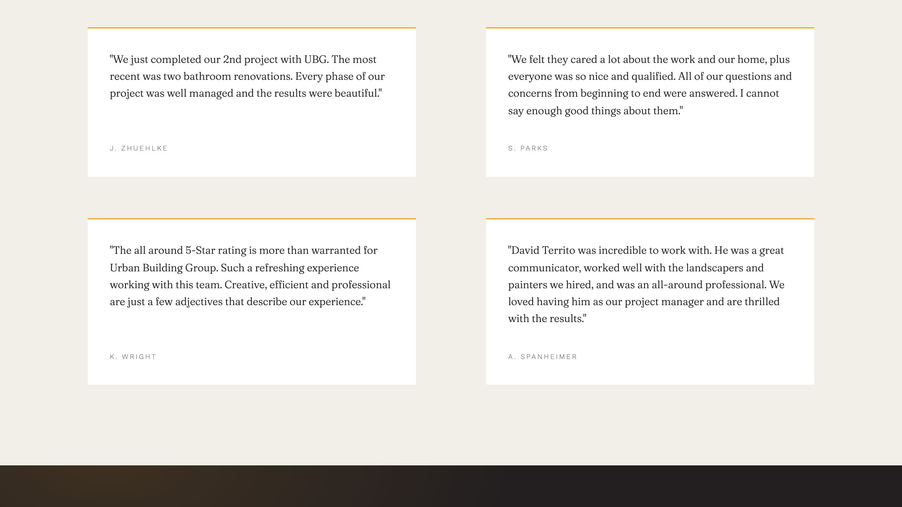 The reviews section of the new homepage